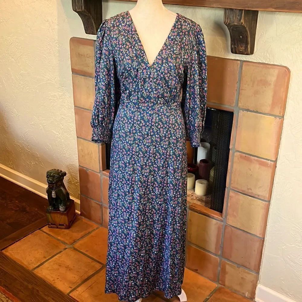 Boden Iris Midi Dress Galaxy Blue, Pretty Floral, 10L!